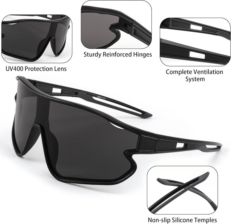 FEISEDY Unisex Youth Sunglasses, Teens Baseball Tennis Sunglasses, UV400 Sports Boys Girls Cycling Shades B4064 - Image 5